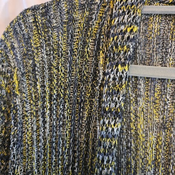 SACRED THREADS SIZE LARGE NAVY GOLD SWEATER CARDIGAN BUTTON FRONT OR OPEN LONG - Picture 4 of 12